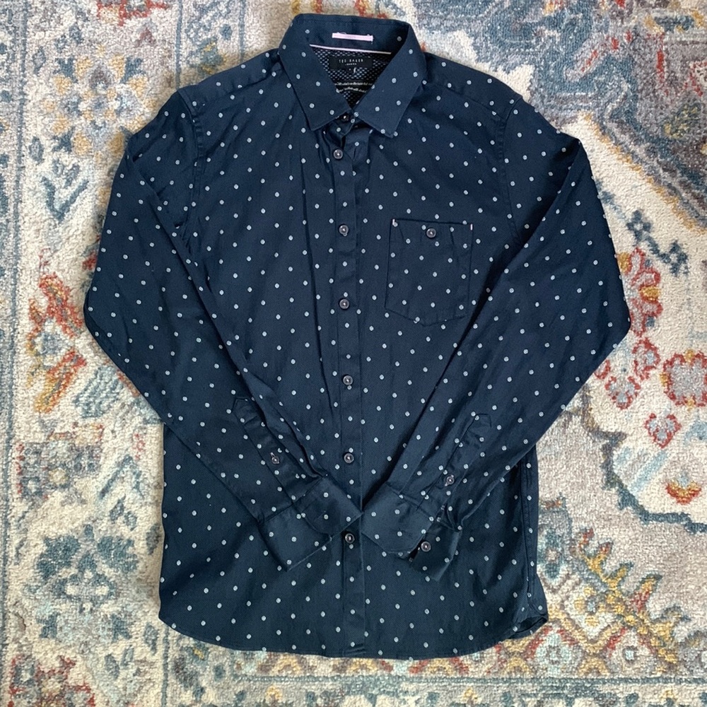 Ted Baker London Mens Collared Long Sleeve Button Down Shirt